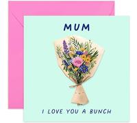 Old English Co. Fun Birthday Card for Mum - 'Love You a Bunch' Flower Birthday Card for Her - Cute Thank You Card for Women - Colourful Card | Blank Inside with Envelope