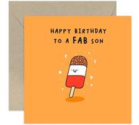 Old English Co. Fun Birthday Card for Son - Fab Son Birthday Greeting Card - Cute Birthday Gift for Him - Colourful Birthday Card for Men - Family and Friends | Blank Inside
