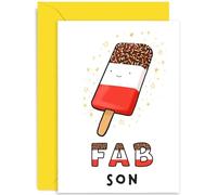 Old English Co. Fun Birthday Card for Son - 'FAB' Son Card - Cute Birthday Gift for Him - Well Done, Exam Results, Congratulations | Blank Inside