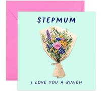 Old English Co. Fun Birthday Card for Stepmum - 'Love You a Bunch' Flower Birthday Card for Her - Cute Thank You Card for Women - Colourful Card | Blank Inside with Envelope