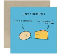 Old English Co. Fun Birthday Cards for Men and Women - 'Let's Go Crackers' Cheese Birthday Gift for Men and Women - Cute Cartoon Pun Birthday Card for Brother, Sister, Dad, Friend | Blank Inside