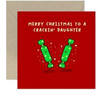 Old English Co. Fun Christmas Card for Daughter - Crackin' Daughter Christmas Greeting Card - Cute Merry Christmas Cracker Gift for Her - Colourful Festive Card for Family and Friends | Blank Inside
