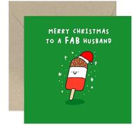 Old English Co. Fun Christmas Card for Husband - Fab Husband Christmas Greeting Card - Cute Merry Christmas Cards for Him - Colourful Festive Card for Men - Family and Friends | Blank Inside