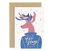 Old English Co. Fun Christmas Greeting Card for Her - You Slay Reindeer Festive Greeting Card - Happy Holidays Seasons Greetings Card for Cousin, Sister, Niece, Colleague - Blank Inside