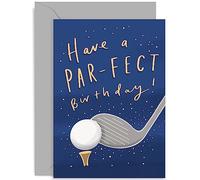 Old English Co. Fun Golf Birthday Card for Him - Par-fect Golf Pun Birthday Card for Men - Golfer Birthday Card for Dad, Brother, Husband, Son | Blank Inside with Envelope