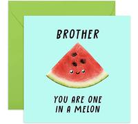 Old English Co. Fun Watermelon Birthday Card for Brother - 'One In A Melon' Brother Birthday Card - Well Done Card for Brother from Sister - New Job, Exam Results | Blank Inside with Envelope