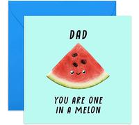 Old English Co. Fun Watermelon Birthday Card for Dad - 'One In A Melon' Dad Birthday Card - Well Done Card for Dad from Son Daughter - New Job, Exam Results | Blank Inside with Envelope