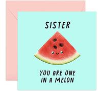 Old English Co. Fun Watermelon Birthday Card for Sister - 'One In A Melon' Sister Birthday Card - Well Done Card for Sister from Brother - New Job, Exam Results | Blank Inside with Envelope