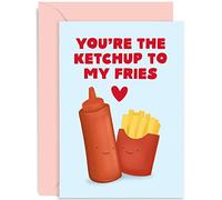 Old English Co. Fun Wedding Anniversry Card for Husband Wife - Funny 'Ketchup To My Fries' Valentine's Day Card for Boyfriend or Girlfriend - Card for Best Friend | Blank Inside with Envelope