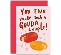 Old English Co. Fun Wedding Card for Couple - 'You Make A Gouda Couple' Hilarious Engagement Card - Cute Anniversary Card for Them | Blank Inside with Envelope