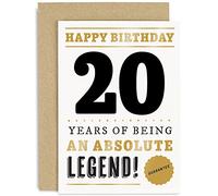 Old English Co. Funny 20th Birthday Card for Men Women - 20 Years Absolute Legend Greeting Card for Him Her | Humour Age Twentieth Birthday Gift for Brother, Son, Sister - With Envelope