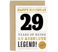 Old English Co. Funny 29th Birthday Card for Men Women - 29 Years Absolute Legend Greeting Card for Him Her | Humour Age Twenty-Ninth Birthday Card for Brother, Son, Sister - With Envelope