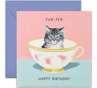 Old English Co. Funny 30th Birthday Card for Him or Her - Fur-Tea Cat Pun Birthday Card for Thirtieth Birthday - Funny Birthday Card for Man or Woman | Blank Inside with Envelope