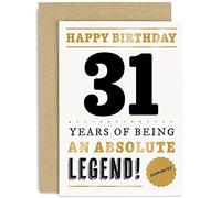 Old English Co. Funny 31st Birthday Card for Men Women - 31 Years Absolute Legend Greeting Card for Him Her | Humour Age Thirty-First Birthday Card for Brother, Son, Sister - With Envelope