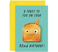 Old English Co. Funny 32nd Birthday Card for Men and Women - A Toast On Your Birthday Age For Him or Her - Cute Thirty-Second Birthday Gift for Daughter Son Special Friend | Blank Inside