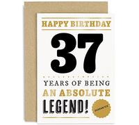 Old English Co. Funny 37th Birthday Card for Men Women - 37 Years Absolute Legend Greeting Card for Him Her | Humour Age Thirty-Seventh Birthday Card for Brother, Son, Sister - With Envelope