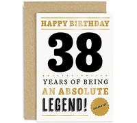 Old English Co. Funny 38th Birthday Card for Men Women - 38 Years Absolute Legend Greeting Card for Him Her | Humour Age Thirty-Eighth Birthday Card for Brother, Son, Sister - With Envelope