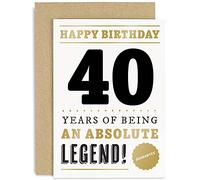 Old English Co. Funny 40th Birthday Card for Men Women - 40 Years Absolute Legend Greeting Card for Him Her | Humour Age Forty Birthday Gift for Brother, Uncle, Sister, Auntie, Friend