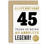 Old English Co. Funny 45th Birthday Card for Men Women - 45 Years Absolute Legend Greeting Card for Him Her | Humour Age Forty Birthday Gift for Brother, Uncle, Sister, Auntie, Friend