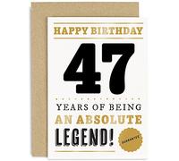 Old English Co. Funny 47th Birthday Card for Men Women - 47 Years Absolute Legend Greeting Card for Him Her | Humour Age Forty-Seventh Birthday Card for Brother, Son, Sister - With Envelope