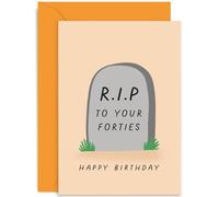 Old English Co. Funny 50th Birthday Card for Friend - Hilarious Dead Pan Sarcastic Birthday Card for Him or Her - 'RIP Your Fifties' Tomb Stone Birthday Card for Men Women | Blank Inside Envelope