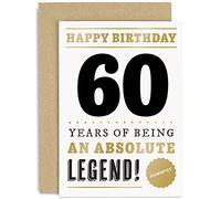Old English Co. Funny 60th Birthday Card for Men Women - 60 Years Absolute Legend Greeting Card for Him Her | Humour Age Sixty Birthday Gift for Dad, Uncle, Mum, Grandparent, Friend
