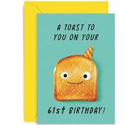 Old English Co. Funny 61st Birthday Card for Men and Women - A Toast On Your Birthday Age For Him or Her - Cute Sixty-First Birthday Gift for Daughter Son Special Friend | Blank Inside