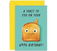 Old English Co. Funny 69th Birthday Card for Men and Women - A Toast On Your Birthday Age For Him or Her - Cute Sixty-Nineth Birthday Gift for Daughter Son Special Friend | Blank Inside