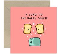Old English Co. Funny ‘A Toast to the Happy Couple’ Wedding Card - Cute Wedding Gifts for Mr Mrs - Congratulations Card - Anniversary Cards For Couple | Blank Inside