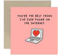 Old English Co. Funny Anniversary Card for Him Her - Perfect For Wedding and Relationship You're The Best Thing I've Found On The Internet - Husband Boyfriend Wife Or Girlfriend | Blank Inside