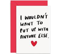 Old English Co. Funny Anniversary Card for Men and Women - Wouldn't Want To Put Up With Anyone Else Valentine's Day Card for Husband, Wife, Boyfriend, Girlfriend | Blank Inside with Envelope
