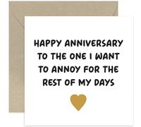 Old English Co. Funny Anniversary Card for Wife or Husband - 'Annoy For The Rest of My Days' - I Love You Gifts, Happy Wedding Anniversary Cards for Partner, Boyfriend, Girlfriend | Blank Inside