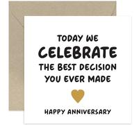 Old English Co. Funny Anniversary Card for Wife or Husband - 'Today We Celebrate the Best Decision You Made' - I Love You Gifts, Happy Wedding Anniversary Cards for Partner | Blank Inside Envelope