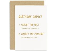 Old English Co. Funny Birthday Advice Birthday Card for Men or Women - 'Forget the Present' Humorous Birthday Card for Him or Her - Sister, Borther, Mum, Dad | Blank Inside with Envelope