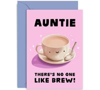 Old English Co. Funny Birthday Card for Auntie - Hilarious Tea Themed Birthday Card for Her - 'No One Like Brew' Tea Pun Joke Humour Card | Blank Inside