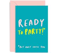 Old English Co. Funny Birthday Card For Best Friend - 'Ready To Party Until 9pm' Adult Birthday Card for Women - Mum Life Birthday Card - Funny Age Related Birthday Card | Blank Inside with Envelope