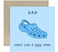 Old English Co. Funny Birthday Card for Dad - 'Croc Star' Birthday Card for Him - Hilarious Croc Male Birthday Card for Dad - 40th, 50th, 60th, 70th | Blank Inside Envelope