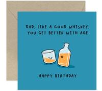 Old English Co. Funny Birthday Card for Dad - 'Get Better With Age' Hilarious Whiskey Male Birthday Gift - Funny Mens Birthday Card Whiskey Themed for Dad from Son or Daughter | Blank Inside