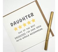 Old English Co. Funny Birthday Card for Daughter - Daughter Product Star Rating Review Greeting Card for Her - Rude Cheeky Deadpan Card for Women | Blank Inside Envelope