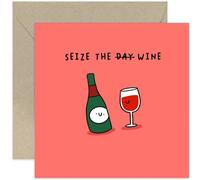 Old English Co. Funny Birthday Card for Female Friend - 'Seize the Wine' Birthday Card for Her Him - Well Done Friendship Card for Women or Men - Wine Birthday Gift for Mum, Dad | Blank Inside
