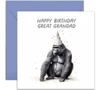 Old English Co. Funny Birthday Card for Great Grandad - Party Gorilla Birthday Greeting Card for Him Men - Humorous Male Birthday Card for Family | Blank Inside with Envelope