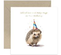 Old English Co. Funny Birthday Card for Him Her - 'Love and Hedge-hugs' Hedgehog Birthday Card for Women Men - Cute Birthday Card for Sister, Daughter, Niece, Mum, Friend | Blank Inside Envelope