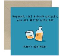 Old English Co. Funny Birthday Card for Husband - 'Get Better With Age' Hilarious Whiskey Male Birthday Gift - Funny Mens Birthday Card Whiskey Themed for Husband from Wife Spouse | Blank Inside