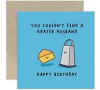 Old English Co. Funny Birthday Card for Husband - 'Grater Husband' Fun Cheese Birthday Card for Him - Cute Birthday Cards for Men - Birthday Gift for Him - For Hubby Birthday | Blank Inside