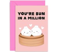 Old English Co. Funny Birthday Card for Husband Wife - Cute 'bun in a million' Bao Bun Wedding Anniversary Card for Men or Women - Boyfriend, Girlfriend, Fiance, Partner| Blank Inside with Envelope