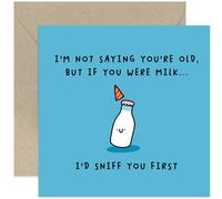 Old English Co. Funny Birthday Card for Man - 'Sniff You' Milk Hilarious Male or Female Birthday Gift - Funny Mens Womens Birthday Card Themed - For Grandad, Dad, Stepdad, Husband, Brother