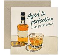 Old English Co. Funny Birthday Card for Men - 'Aged To Perfection' Whiskey Birthday Card for Husband, Dad, Son, Brother, Grandad, Grandson, Stepdad - Birthday Card for Him | Blank Inside