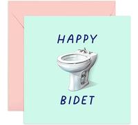 Old English Co. Funny Birthday Card for Men and Women - 'Happy Bidet' Pun Birthday Card for Her Him - Humorous Birthday Card for Sister, Brother, Boyfriend | Blank Inside with Envelope,150x150mm