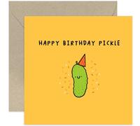 Old English Co. Funny Birthday Card for Men and Women - Happy Birthday Pickle - Cute Birthday Gift for Him Her - Birthday Greeting Card for Loved Ones - Friends and Family | Blank Inside