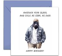 Old English Co. Funny Birthday Card for Men - 'Cool As Ever' Gorilla Birthday Card for Him - Humorous Birthday Card for Brother, Son, Dad, Grandad - Birthday Joke Card for Men | Blank Inside Envelope
